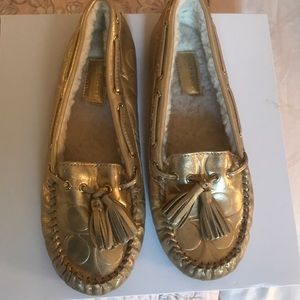 Coach Anita Gold Moccasin Slipper